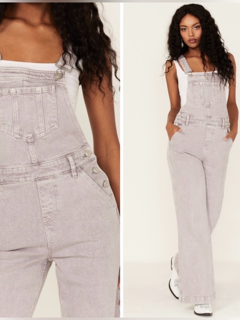 Cleo + wolf women’s great denim high rise wide leg western overalls